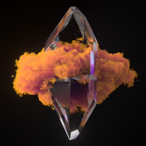 digital artwork by artist Fvckrender of a diamond and orange cloud