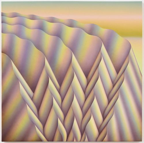 Molly Greene's painting, pastel colours in smooth shapes