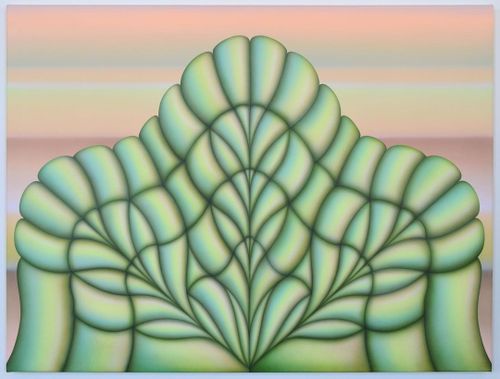 Molly Greene's painting, pastel colours in smooth shapes
