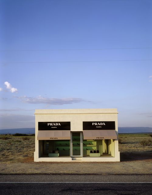 Prada store isolated in the desert by a road