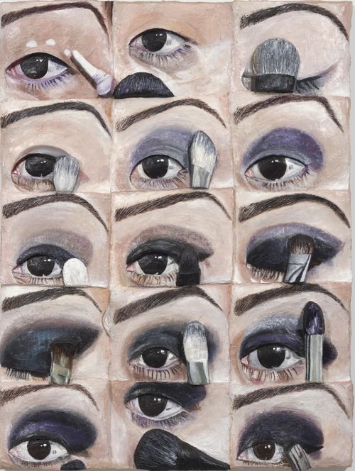 fifteen different stages of eyeshadow being applied to an eyelid