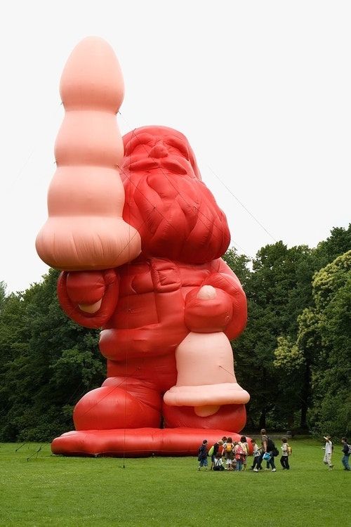 Large santa sculpture displayed outside