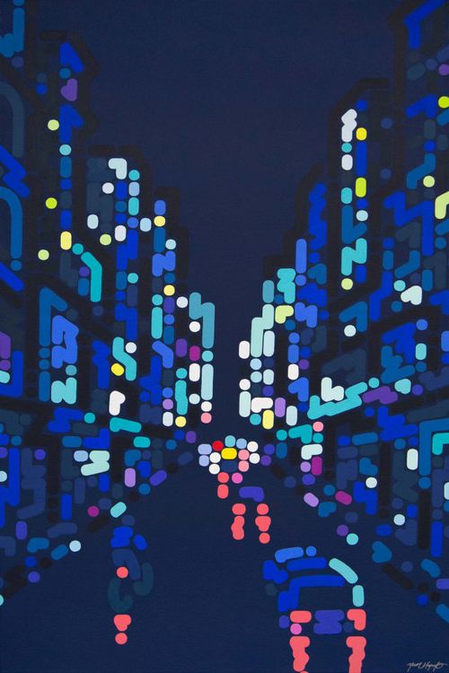 Yoon Hyup's painting, visualising an evening city night