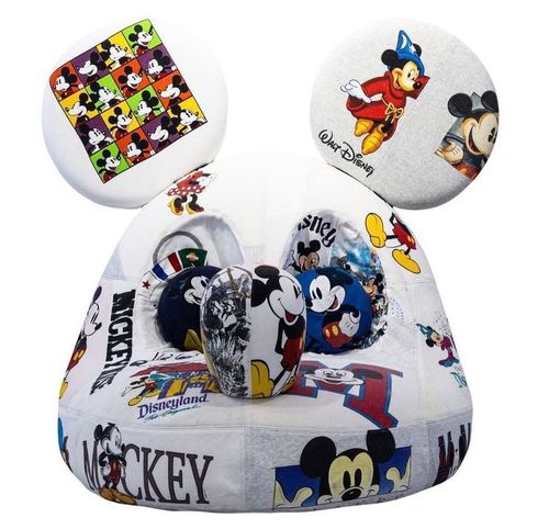 Chair sewn together with Mickey Mouse imagery