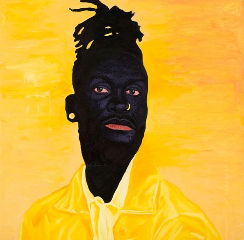 yellow portrait of Ghanaian artist Amoako Boafo