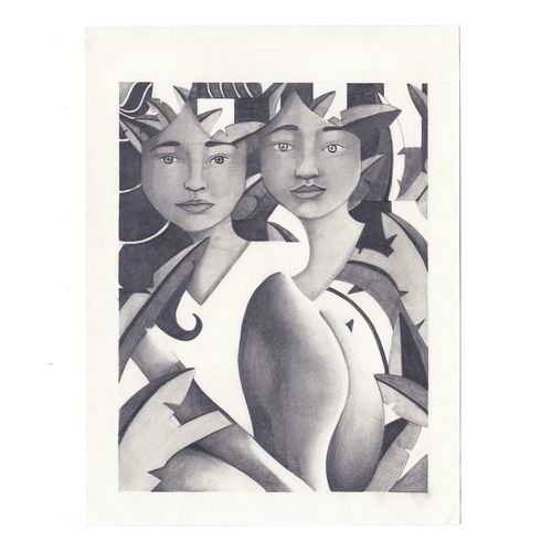 Drawing of two woman beside each other