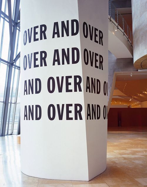 Lawrence Weiner's displayed on a circular pillar