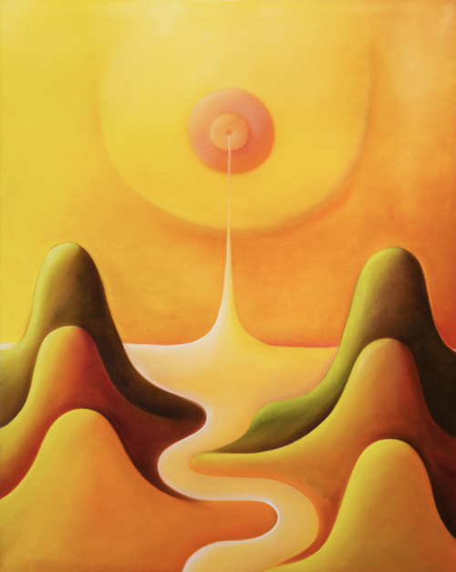 Yellow bleeding sun, pouring onto hill impressions