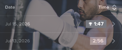 A boxer wearing gloves, visible in the background, with a digital interface in the foreground displaying dates and times in July 2026.