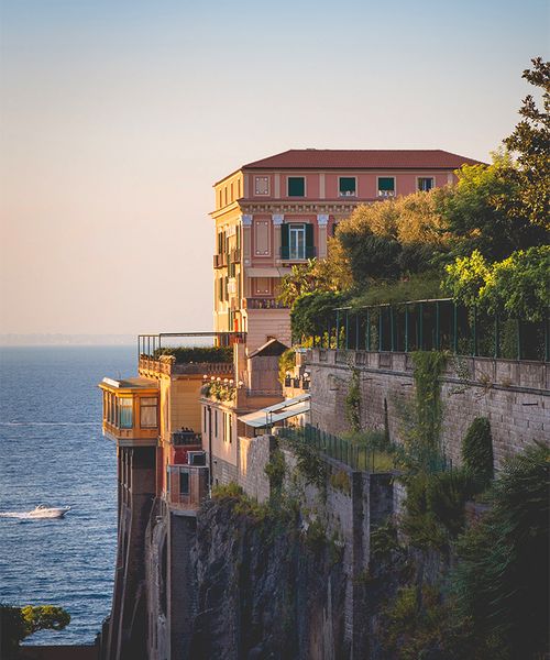 Seaside homes overlooking the cliffs of Italys Amalfi coast