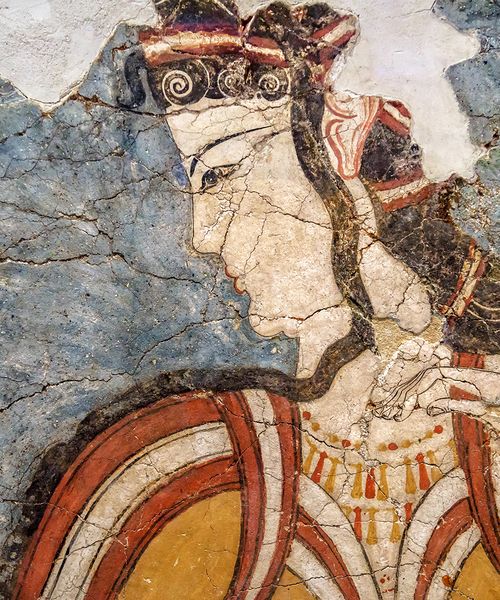 Ancient Greek fresco of woman