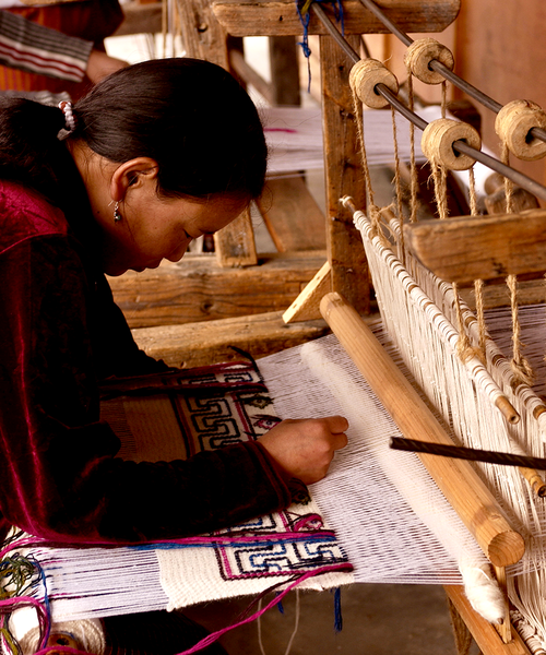 Woman weaving in Bhutan 