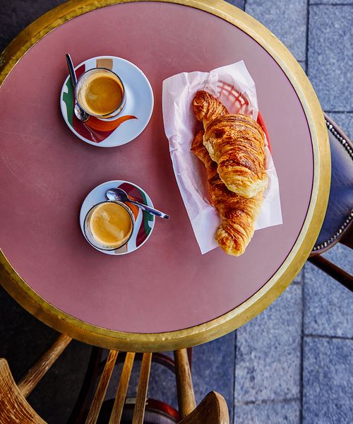 croissant and espresso in a paris cafe