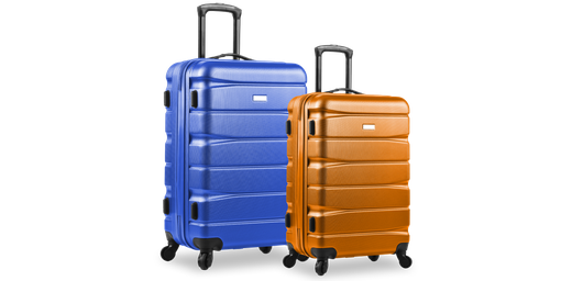 modrý a oranžový kufr