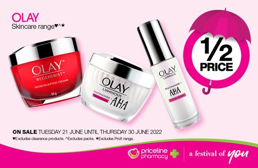 Priceline – 1/2 price off Olay Skincare range