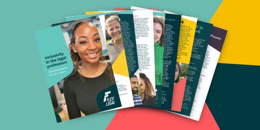 Inclusivity Report Banner - with cover and pages from the printed report in a fan