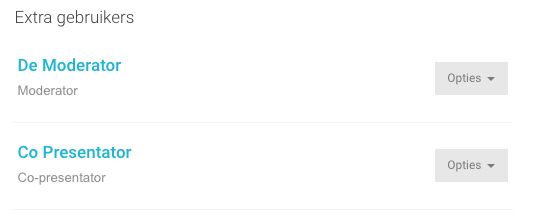 Screenshot van extra presentatoren en moderator lijst