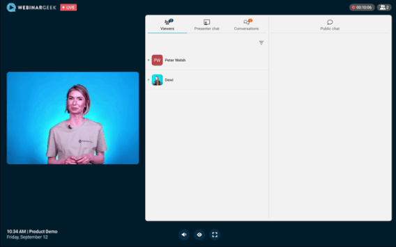 Animation of new video player - shows some chat messages