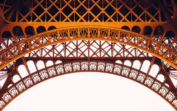 eiffel tower arch in paris, france
