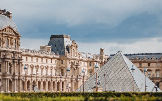 the louvre surrounded by the louvre castle in paris france