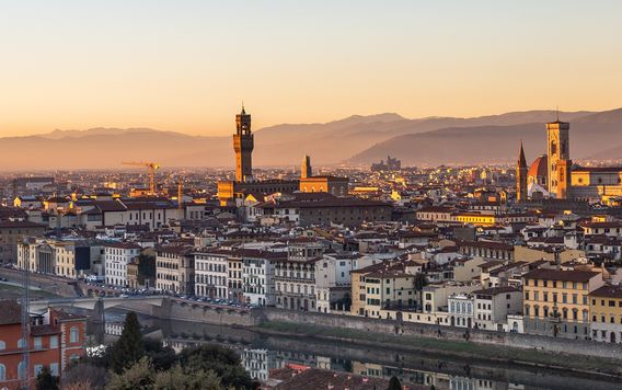city scape of florence at sunset in italy