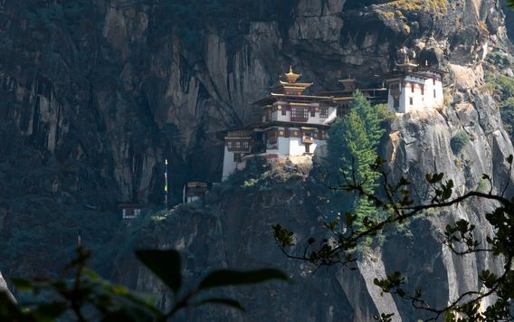 white temples in the Himalayas in bhutan 