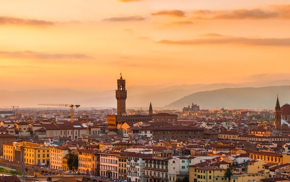 city skyline of florence at sunset in italy