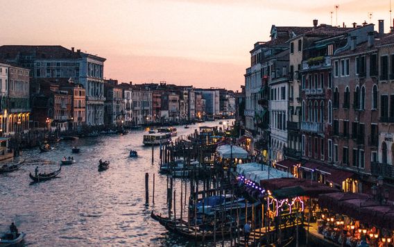 the grand canal of venice at evening