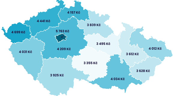 mapa ČR modrá ceny povinného ručení 