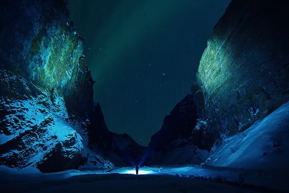Northern lights in mountains