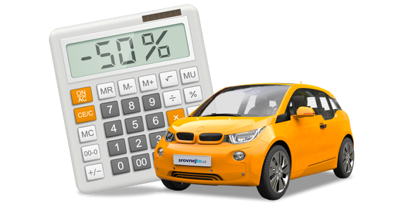 oranžové auto šedá kalkulačka -50 %