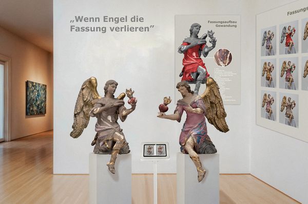 
        Foto der Abschlussarbeit »Wenn Engel die Fassung verlieren. Der Umgang mit mehrfach überfassten Holzskulpturen unbekannter Provenienz: Fassungsuntersuchung, Konservierung und didaktische Vermittlung« von Selina Stern. Semester: Sommer 2026. Abteilung: Konservierung und Restaurierung. Werksangabe: Kooperationspartner: OÖ Landes-Kultur GmbH, Bilder/images: Institut für Konservierung und Restaurierung. Universität für angewandte Kunst Wien.
      