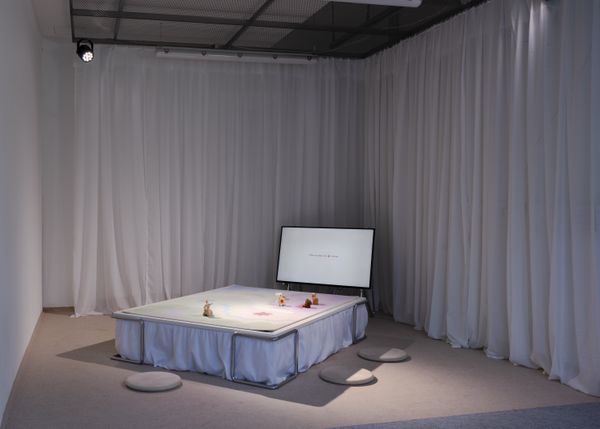 
        Foto der Abschlussarbeit »And my mind is like a hand, it touches rather than thinks.« von Lea van Hall. Semester: Sommer 2026. Abteilung: Experimental Game Cultures. Werksangabe: Multimedia Installation. Sound by Éléa Brando.
Bilder/images: © die Angewandte, 2026, Lea Sonderegger, CC-BY-NC-ND-4.0. Universität für angewandte Kunst Wien.
      