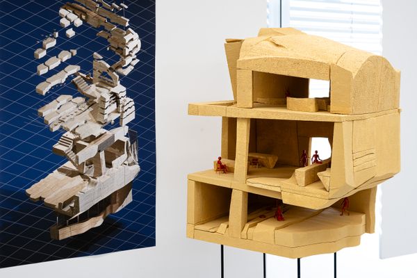 Foto der Abschlussarbeit »Immersive Stereotomy« von Jasmy Chieh-Hsuan Chen. Semester: Sommer 2024. Abteilung: Architekturentwurf 2. Werksangabe: Physical model, VR recording, renderings. Universität für angewandte Kunst Wien.