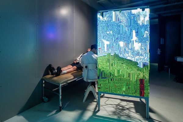 
        Foto der Abschlussarbeit »Der Umfang meines Hirns war die Grenze meiner Welt« von Michael Guggenbichler. Semester: Sommer 2025. Abteilung: Digitale Kunst. Werksangabe: 2025, Medienskulptur. Universität für angewandte Kunst Wien.
      