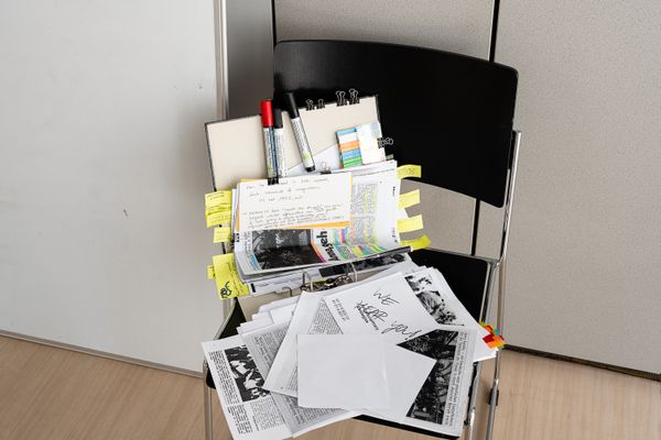 
        Foto der Abschlussarbeit »Antidisciplinary Strategies. A Feminist Labour Regime Analysis of A. Pierburg KG, Neuss 1970–1973.« von Sophia Glinka. Semester: Sommer 2024. Abteilung: Cross-Disciplinary Strategies. Werksangabe: Signage five prints on paper, 13,5 x 15 cm. Universität für angewandte Kunst Wien.
      