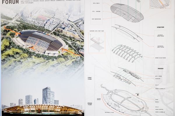 
        Foto der Abschlussarbeit »GLIDE SPORT FORUM« von Leon Mackowski. Semester: Winter 2024/25. Abteilung: Architekturentwurf 2. Werksangabe: k. A.. Universität für angewandte Kunst Wien.
      
