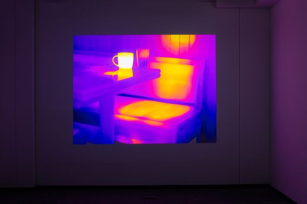 Foto der Abschlussarbeit »Yours is the world in which I move
uninvited« von Maja Bojanić. Semester: Sommer 2025. Abteilung: TransArts. Werksangabe: 2025, Videoinstallation, Kurzfilm. Universität für angewandte Kunst Wien.