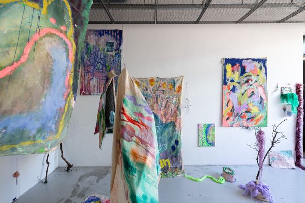 
        Foto der Abschlussarbeit »Walk Through My Synaptic Forest, Untertitel: Bunte Äste, Verzweigte Eindrücke« von Anna Pelz. Semester: Sommer 2022. Abteilung: TransArts. Werksangabe: 2022, Malerei, Skulptur, Installation. Universität für angewandte Kunst Wien.
      