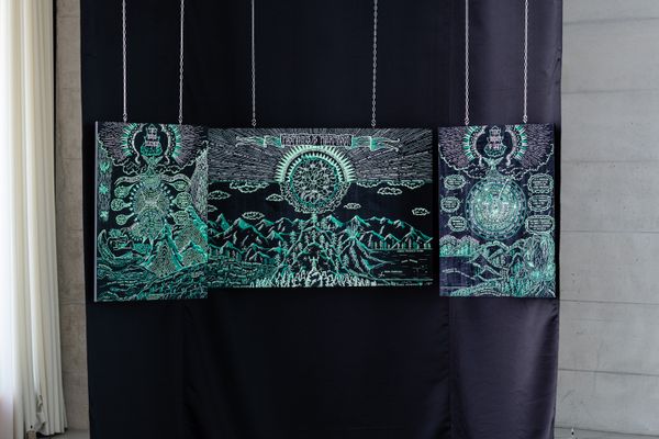 
        Foto der Abschlussarbeit »Phosphorus as Pharmakon. Various Stories about Phosphorus, the Earth System, and the Anthropocene« von Paula Bracker. Semester: Sommer 2025. Abteilung: Cross-Disciplinary Strategies. Werksangabe: Scientific work, Triptych (acrylic pens on wood). Universität für angewandte Kunst Wien.
      