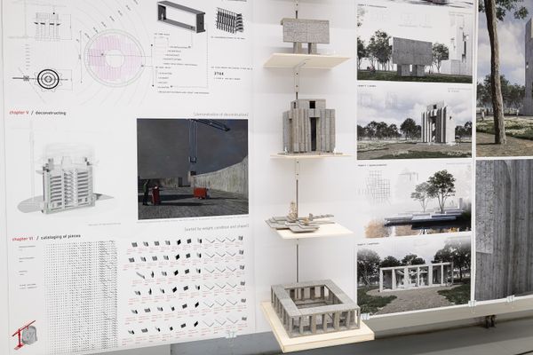 
        Foto der Abschlussarbeit »Sliced to Pieces« von Ferdinand Rubach. Semester: Winter 2024/25. Abteilung: Architekturentwurf 2. Werksangabe: Animations, diagrams, drawings, renderings, model (1:100), models (1:50). Universität für angewandte Kunst Wien.
      