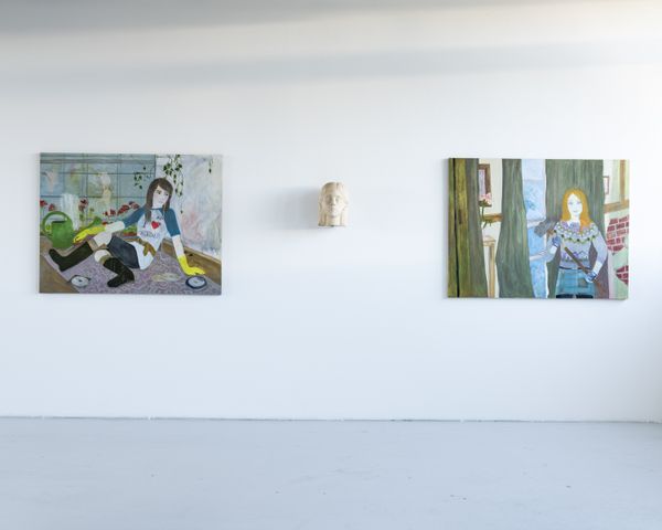 Foto der Abschlussarbeit »Love Songs and Texas Punk« von Leonie Plattner. Semester: Sommer 2026. Abteilung: Malerei. Werksangabe: 2026, Malerei, Bilder/images: © die Angewandte, 2026, Vincent Forstenlechner, CC-BY-NC-ND-4.0. Universität für angewandte Kunst Wien.