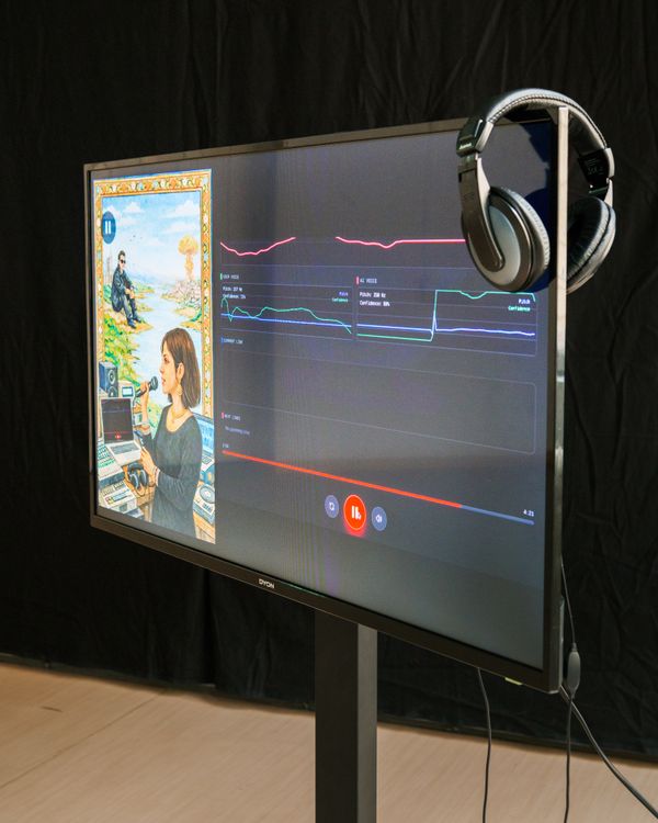 
        Foto der Abschlussarbeit »Voice at Intersections: Human and AI Vocal Training and the Uncertain Voice« von Zahra Khalid Mirza. Semester: Winter 2025/26. Abteilung: Cross-Disciplinary Strategies. Werksangabe: Scientific paper and performance, (c) Die Angewandte/Erli Grünzweil CC-BY-NC-ND-4.0. Universität für angewandte Kunst Wien.
      