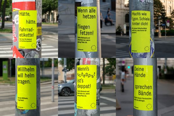 
        Foto der Abschlussarbeit »Radschlag « von Katharina Anna Steiner. Semester: Sommer 2026. Abteilung: Kommunikationsdesign. Werksangabe: Kampagne mit Aufklebern, Plakaten, Website und Instagram-Kanal; zwei Prototypen für Haltegriffe aus pulverbeschichtetem Stahl
Bilder 1, 2, 4/images 1, 2, 4: © Katharina Anna Steiner, 2026
Bild 3/image 3: © die Angewandte, 2026, Daniela Trost, CC-BY-NC-ND-4.0. Universität für angewandte Kunst Wien.
      