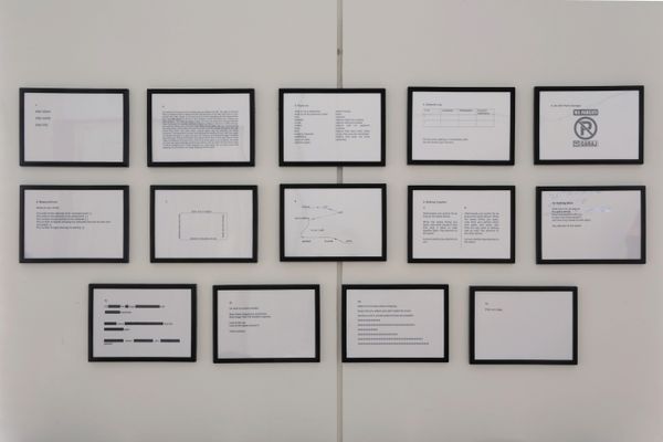 
        Foto der Abschlussarbeit »Step down, Step aside, Step into« von Iris Cîrlan. Semester: Sommer 2026. Abteilung: Cross-Disciplinary Strategies. Werksangabe: Wall installation with instructions and series of fold-out booklets
Bilder/images: © die Angewandte, 2026, Giorgio Flagranti, CC-BY-NC-ND-4.0 . Universität für angewandte Kunst Wien.
      