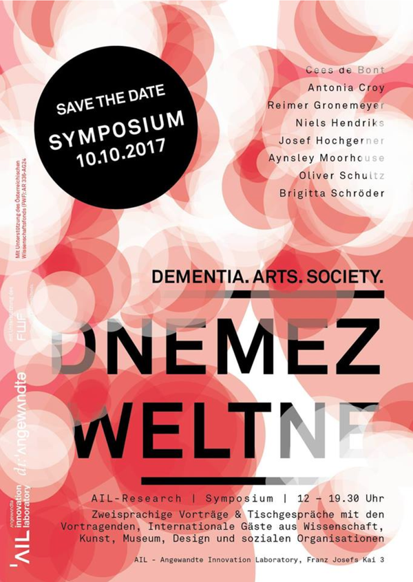 Poster of Project Dnemez Weltne, red forms and black lettering | Image by ©
