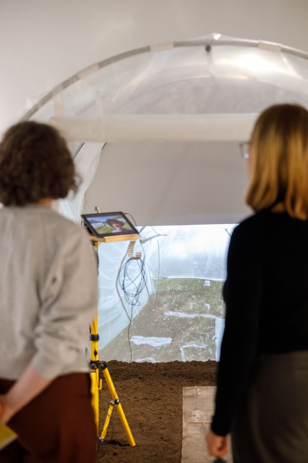 Foil tunnel with projection inside and listening station inside | Image by ©