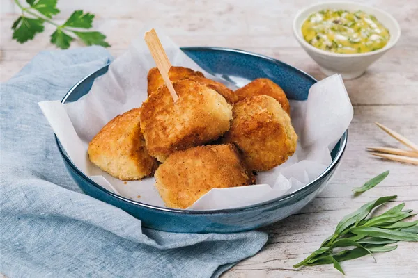 Croquettes jambon-purée, sauce tartare