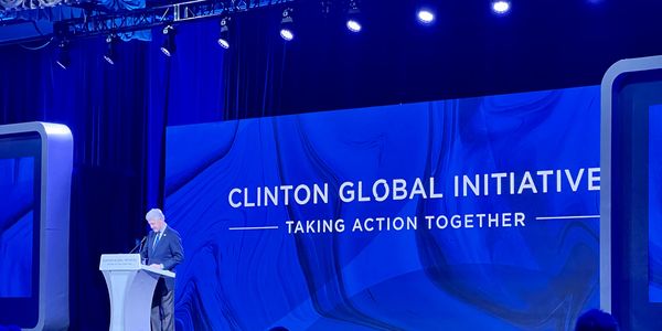 Picture of President Clinton on stage