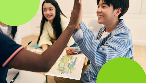 teacher interacting with a student